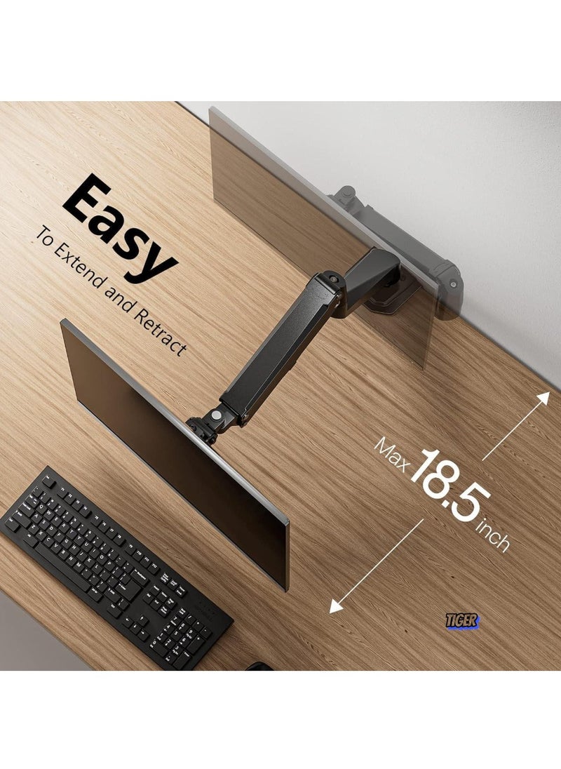 TIGER Single Monitor Mount – Gas Spring Monitor Arm with Full Motion, Adjustable Mount, VESA Bracket, Fits 17 to 27 Inch Monitors, Holds up to 14.3 lbs  - Image 2