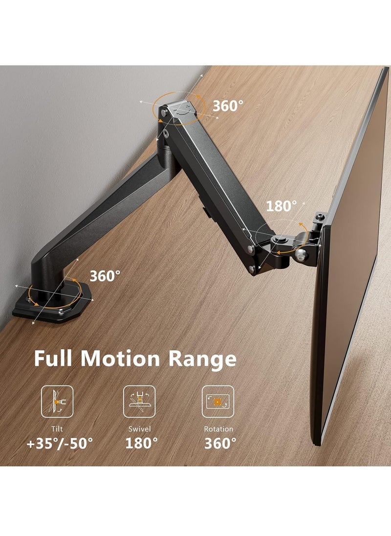 TIGER Single Monitor Mount – Gas Spring Monitor Arm with Full Motion, Adjustable Mount, VESA Bracket, Fits 17 to 27 Inch Monitors, Holds up to 14.3 lbs  - Image 3