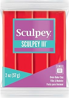 Polyform Polyform Sculpey III Polymer Oven-Bake Clay, Red Hot Red, Non Toxic, 2 oz. bar, Great for modeling, sculpting, holiday,  - Image 1
