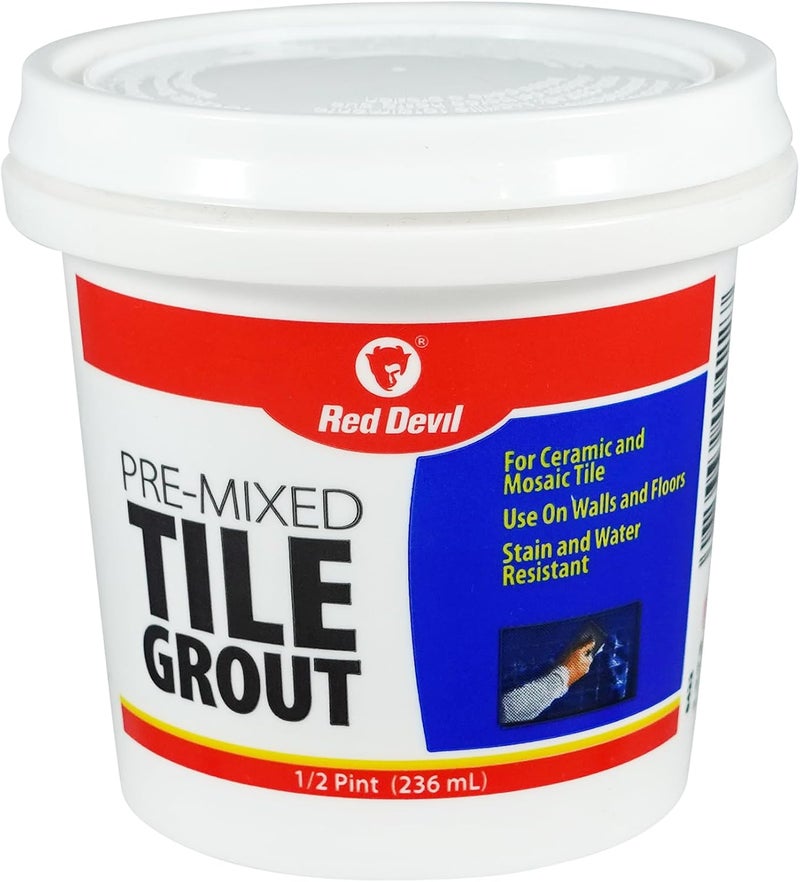 Red Devil 0422 Pre-Mixed Tile Grout, 1/2 Pint, White - Easy to Use, Stain and Water Resistant - Image 1