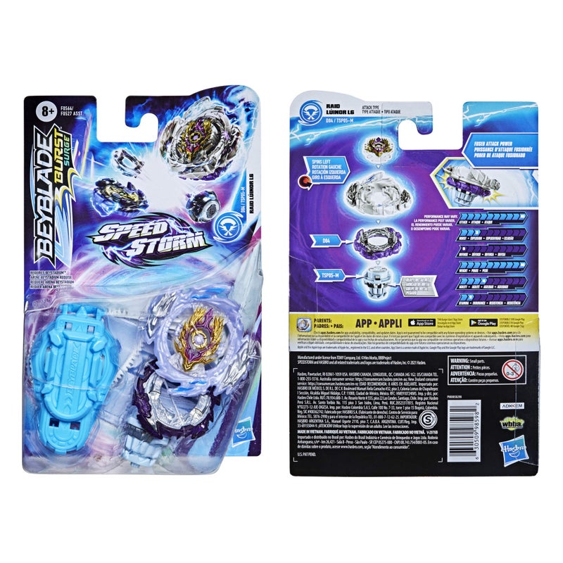 Beyblade Burst Surge Speedstorm Raid Luinor L6 Spinning Top Starter Pack – Attack Type Battling Game Top with Launcher, Toy for Kids - Image 3
