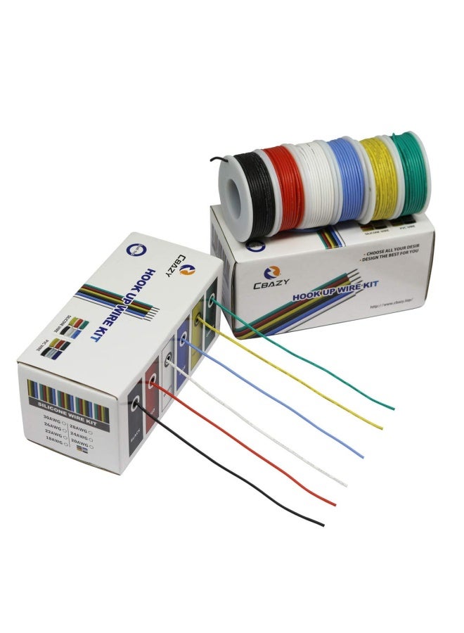 Cbazy  Hook Up Wire Kit Stranded Wire Kit 30 Gauge Flexible Silicone Rubber Electric Wire 6 Colors 32.8 Feet Each 30 Awg  - Image 3