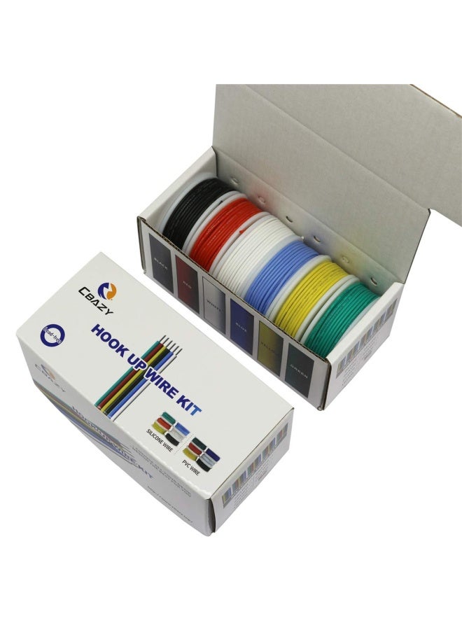 Cbazy  Hook Up Wire Kit Stranded Wire Kit 30 Gauge Flexible Silicone Rubber Electric Wire 6 Colors 32.8 Feet Each 30 Awg  - Image 2