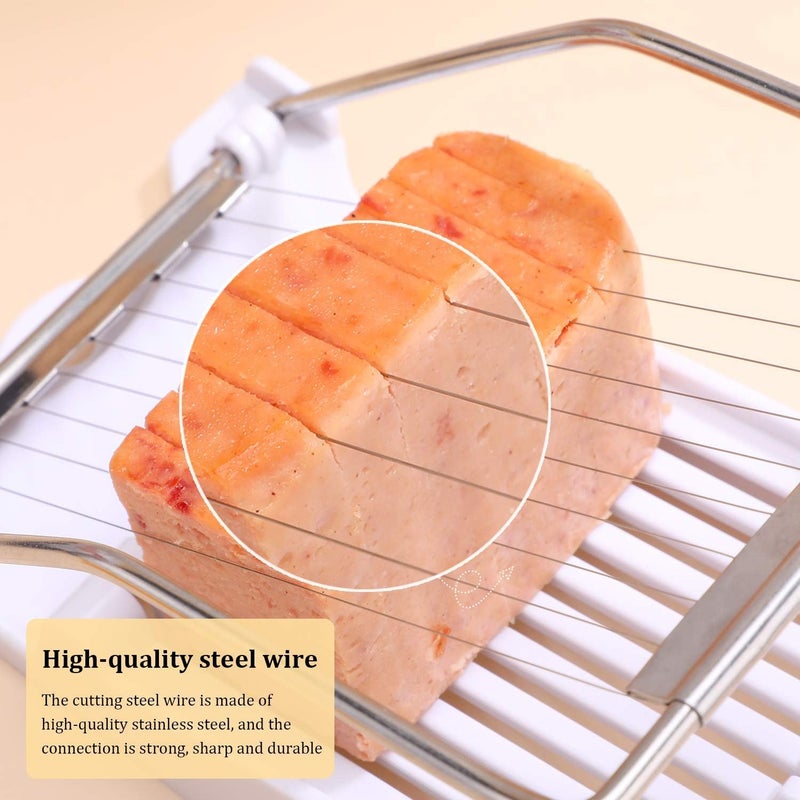 NVTED Slicer, Luncheon Meat Slicer Boiled Egg Fruit Soft Cheese Butter Slicers Cutter, Stainless Steel Wires, Cuts 10 Slices (White) - Image 2