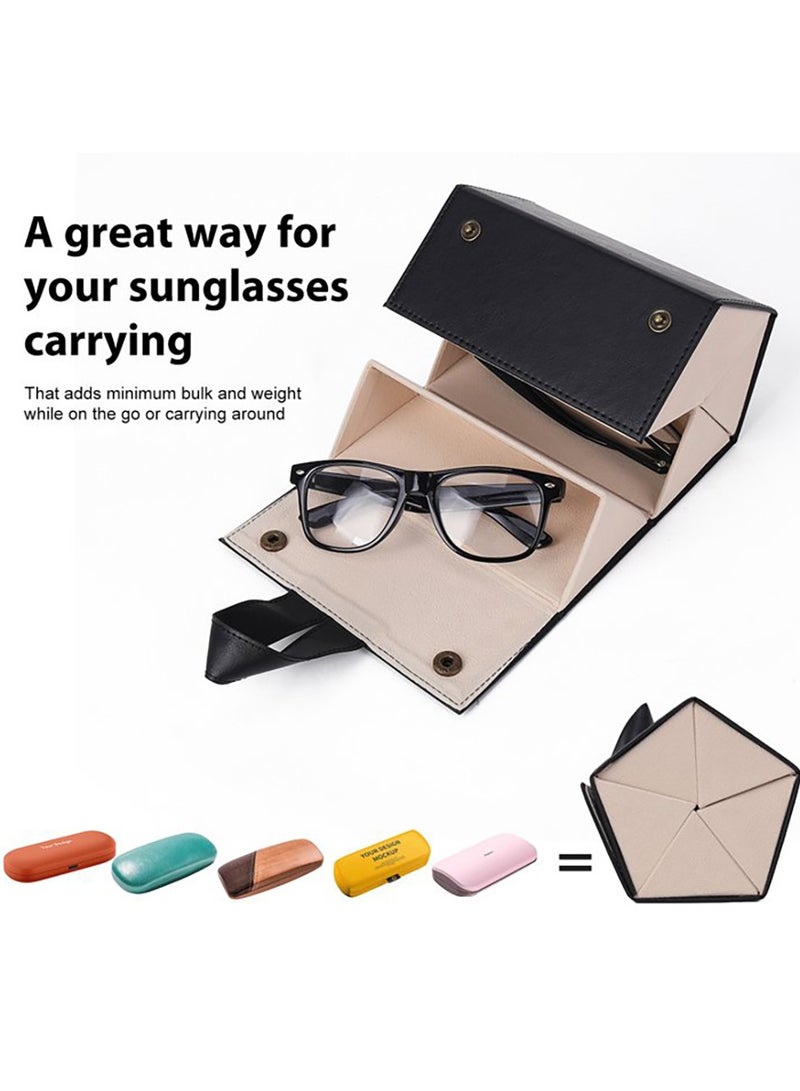 منظم نظارات شمسية قابل للطي، تخزين النظارات الجلدية مع 5 فتحات، حامل نظارات معلق للسفر - Image 2