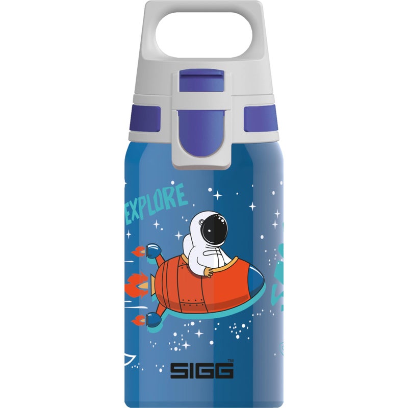 SIGG - Kids Water Bottle - Shield ONE Space - Leakproof - Lightweight - BPA Free - Stainless Steel - Blue With Astronaut - 17 Oz - Image 1