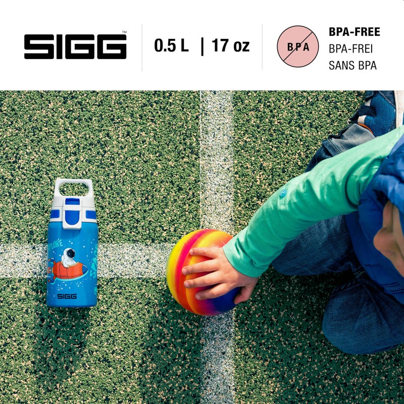 SIGG - Kids Water Bottle - Shield ONE Space - Leakproof - Lightweight - BPA Free - Stainless Steel - Blue With Astronaut - 17 Oz - Image 2