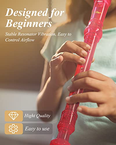 Eastar Soprano Recorder Instrument for Kids Students Beginners, German fingering C Key with Cleaning Kit, Storage Bag, Fingering Chart, ERS-1GP, Pink, School-Approved - Image 5