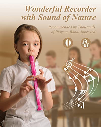 Eastar Soprano Recorder Instrument for Kids Students Beginners, German fingering C Key with Cleaning Kit, Storage Bag, Fingering Chart, ERS-1GP, Pink, School-Approved - Image 2