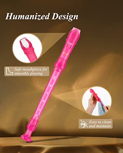 Eastar Soprano Recorder Instrument for Kids Students Beginners, German fingering C Key with Cleaning Kit, Storage Bag, Fingering Chart, ERS-1GP, Pink, School-Approved - Image 3