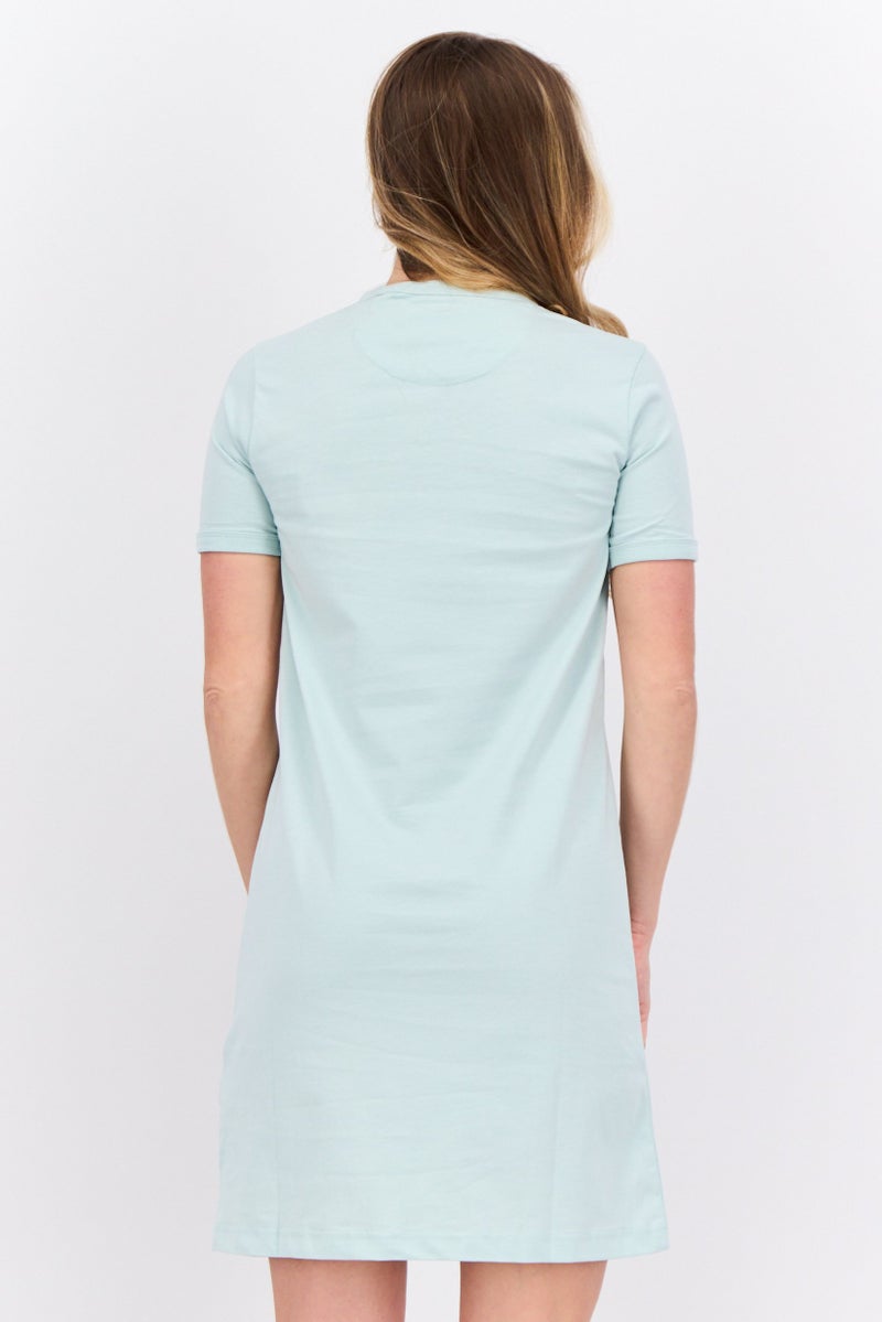 Lyle & Scott Women Embroidered Logo Mini Dress, Pastel Green - Image 3