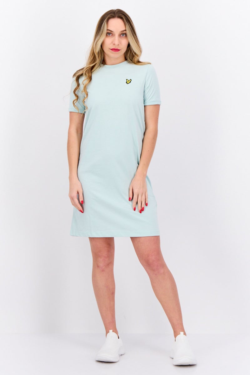 Lyle & Scott Women Embroidered Logo Mini Dress, Pastel Green - Image 4