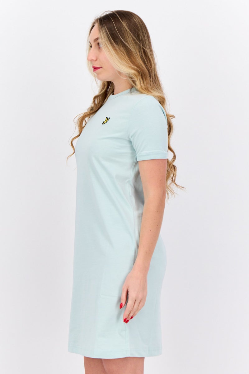 Lyle & Scott Women Embroidered Logo Mini Dress, Pastel Green - Image 2