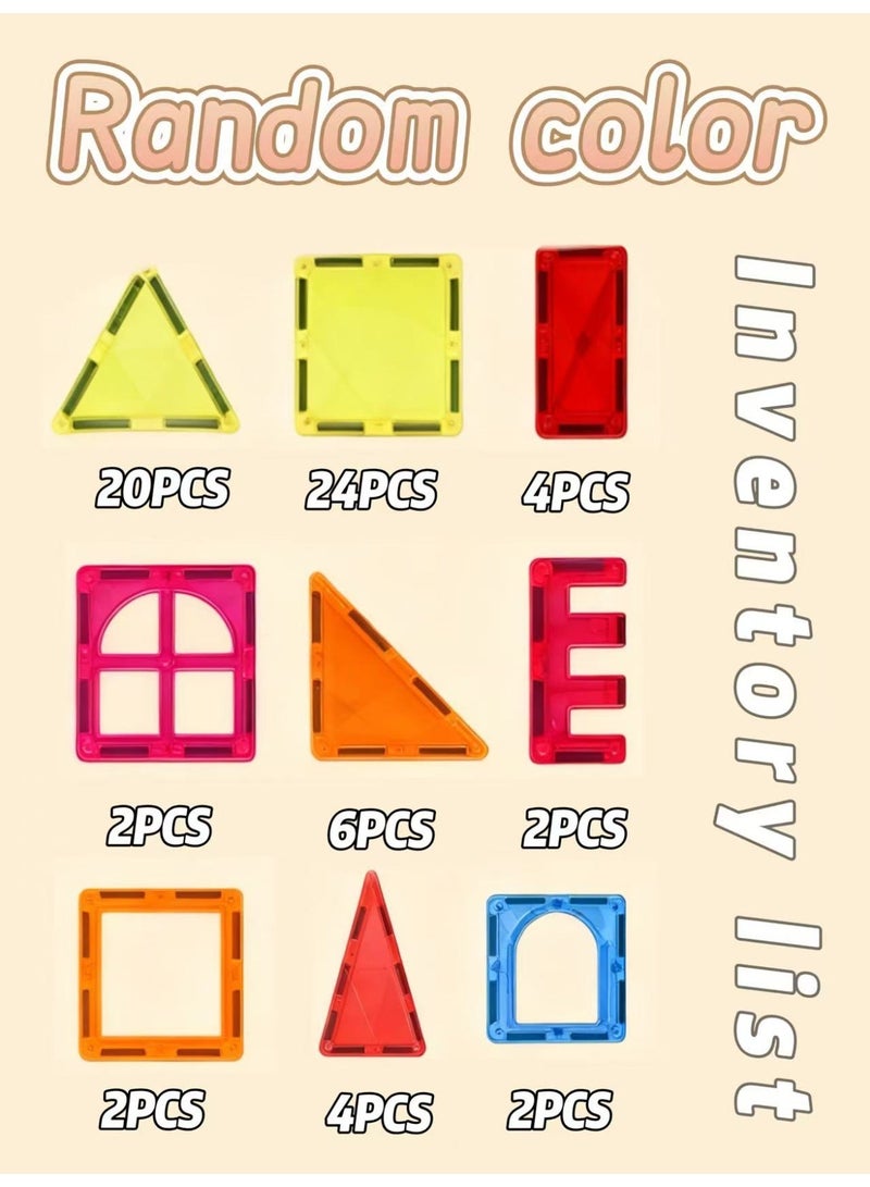 7.5cm magnetic building blocks, multi-functional educational toys for children, dreamy color series, translucent and strong magnetism, smooth and non-toxic, comes with a storage box (66 pieces) - Image 2