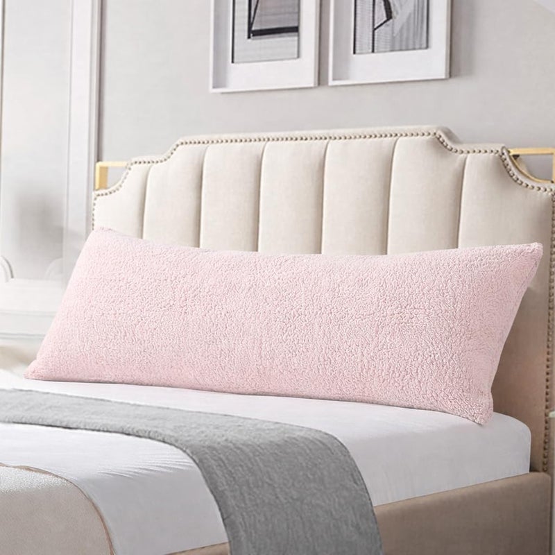 Reafort Ultra Soft Sherpa Body Pillow Cover/Case with Zipper Closure 21"x54" (21"x54" Body Pillow Cover, Pink) - Image 5