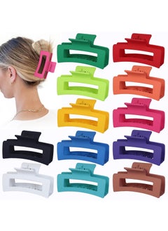 35 Inch Medium Hair Accessories 12 Pcs Square Jaw Clips for Thick and Thin Hair  Rectangular Bulk Clips for Women and Girls  Dopamine