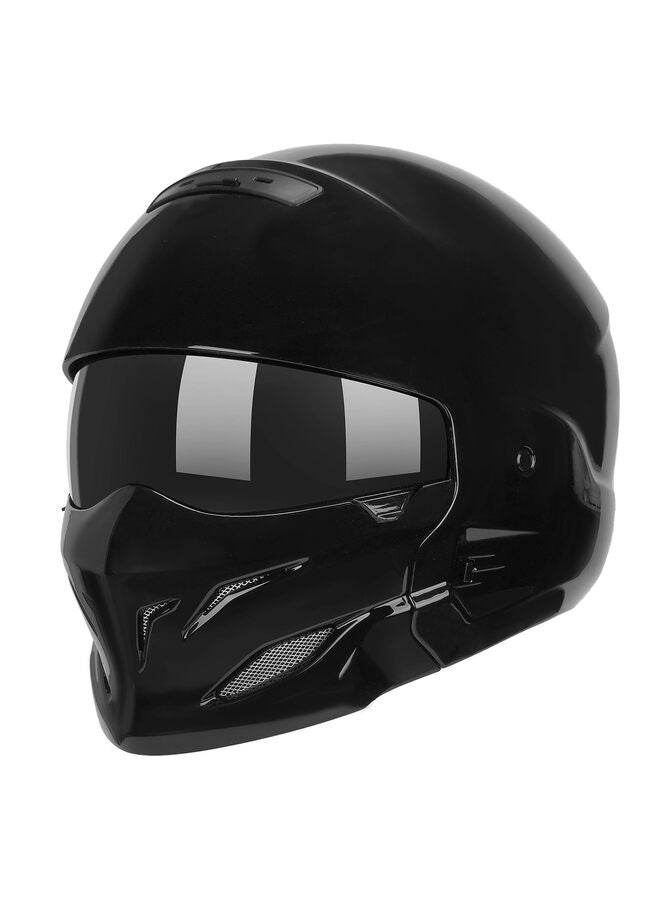 Full Face Motorcycle Helmet with Removable Mask Motocross Helmet for Bike Cruiser Scooter Bright Black L - Image 1