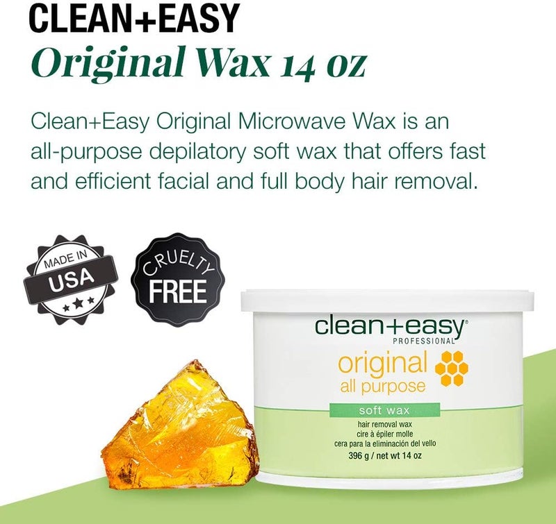 Clean + Easy Professional Soft Wax, Original, 14 Ounce - All Purpose Hair Removal Wax - Image 3