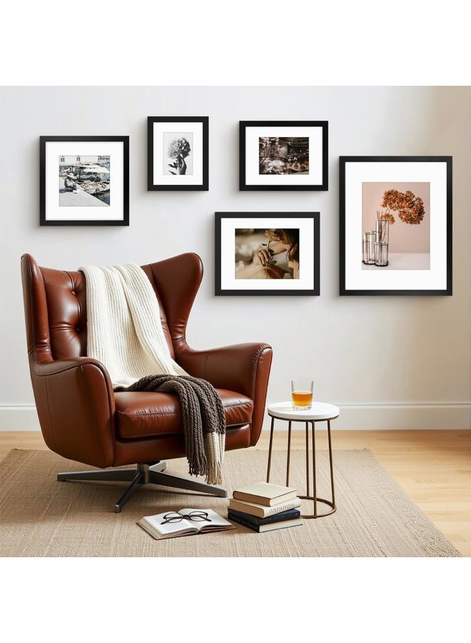 Frametory إطارات صور سوداء 11x14 - مصممة لعرض الصور 8x10 مع إطار أو 11x14 بدون إطار - تصميم عريض - مع معدات تثبيت مثبتة مسبقًا على الحائط - Image 5