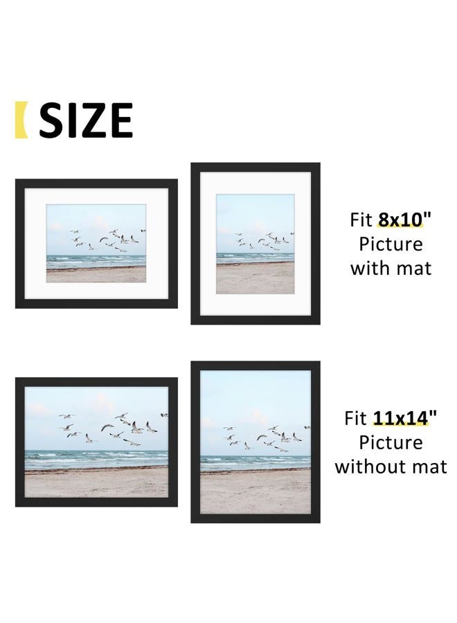 Frametory إطارات صور سوداء 11x14 - مصممة لعرض الصور 8x10 مع إطار أو 11x14 بدون إطار - تصميم عريض - مع معدات تثبيت مثبتة مسبقًا على الحائط - Image 3