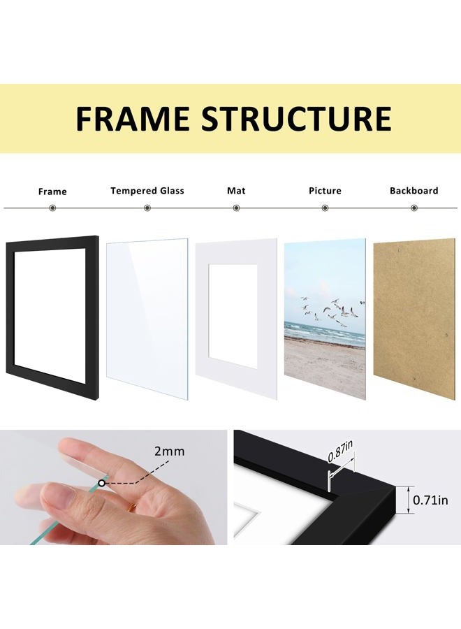 Frametory إطارات صور سوداء 11x14 - مصممة لعرض الصور 8x10 مع إطار أو 11x14 بدون إطار - تصميم عريض - مع معدات تثبيت مثبتة مسبقًا على الحائط - Image 4