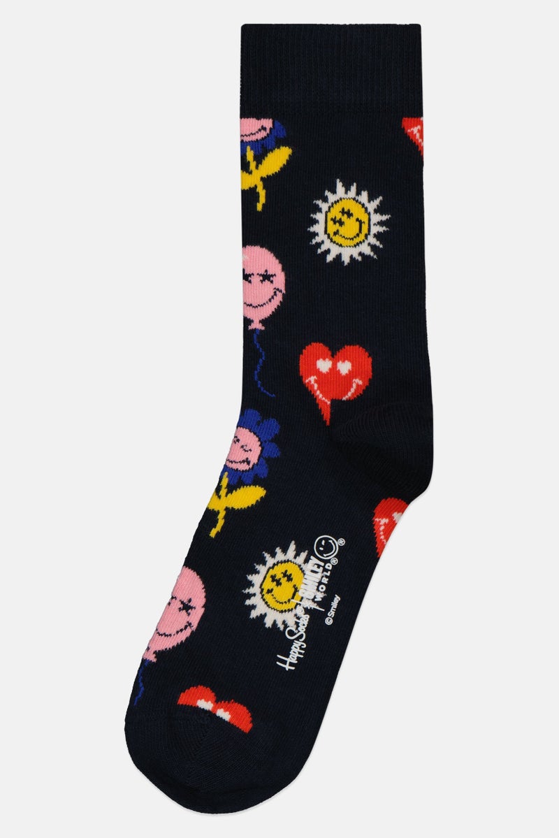 Happy Socks Kids Boy 1 Pair Smiley World Socks, Navy - Image 1