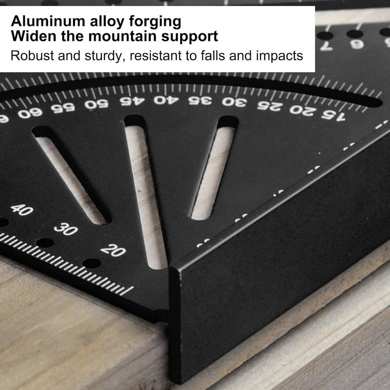 Black Aluminum Alloy Right Angle Ruler Protractor Square For Metalworking Woodworking - Image 4