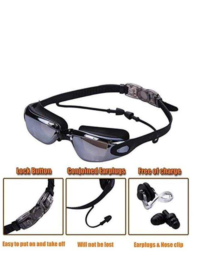 Swim Goggles and Cap Set 4 in 1, UV 400 Protection Lenses Clear Anti-Fog Swimming Waterproof No Leaking with Nose Clip + Ear Plugs for Adult Men Women - Image 3