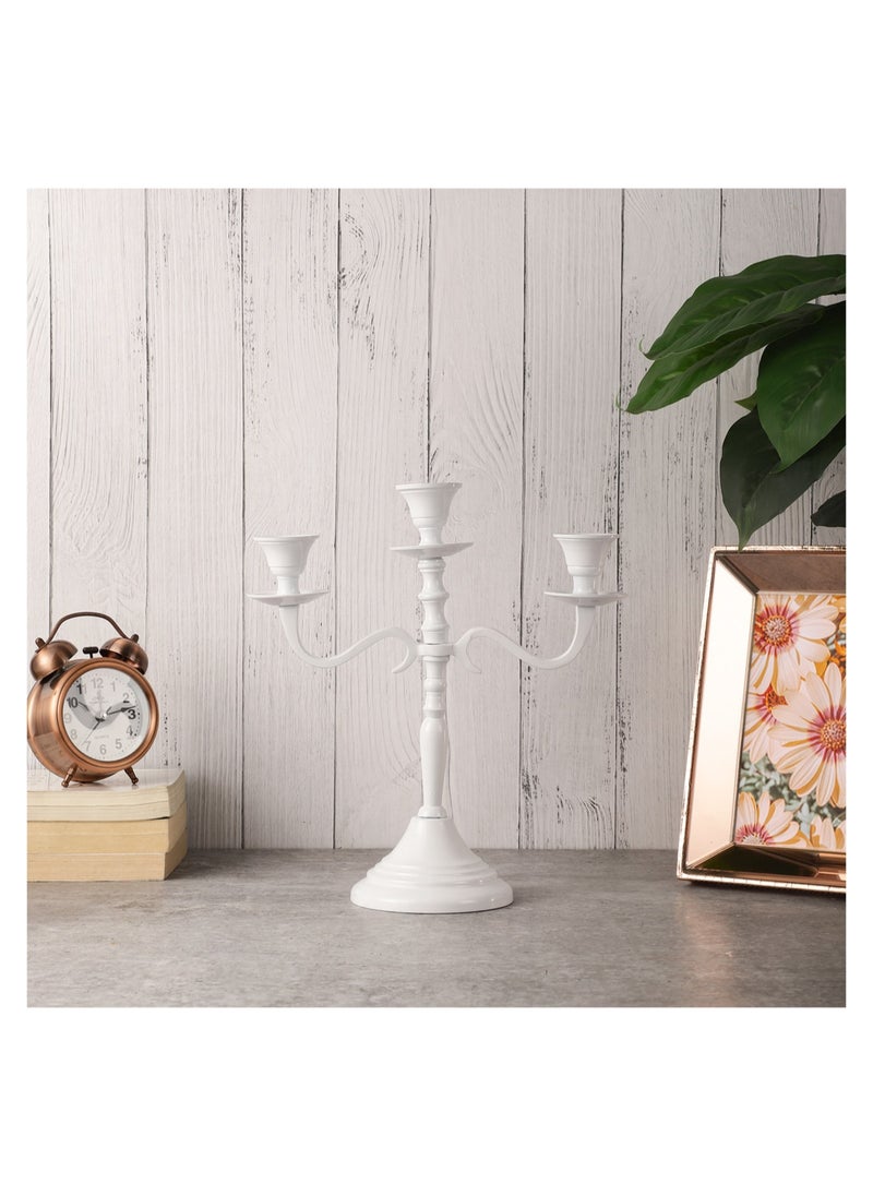 VOIDROP Three Arm Candelabra 10 inch Tall White Taper Candle Holders, Candle Stands Candlesticks for Home Decor Wedding Parties Dinning Table Centerpiece Thick Candles (White) - pzsku/Z01B3F86DA26090A189D1Z/45/_/1707117359/51dbb01c-18f1-4512-823b-72406db9a4ed