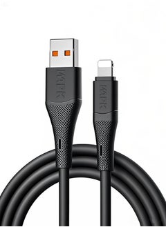 WAPIK Korean Brand USB A to USB C Charging Data Cable 2M Silicone Fireproof Pure Copper Core, Supports 100W Super Fast Charging, Compatible with Samsung Galaxy, MacBook Pro, Huawei MateBook X Pro, iPad Mini 6 and More (Black)  - Image 1