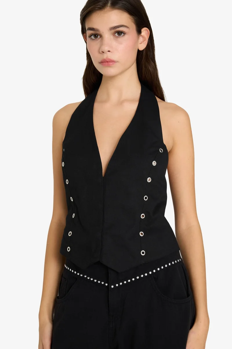 ديفاكتو Halter Collar Gabardine Vest