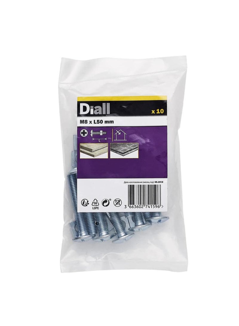 ACE Zinc Plated Carbon Steel Roofing Nut And Bolt Pack M8 X 50 Mm 10 Piece