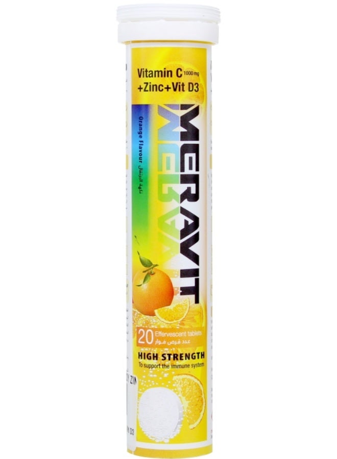 Meravit Vitamin C 1000mg + Zinc + Vitamin D3 Effervescent Tablets 20's