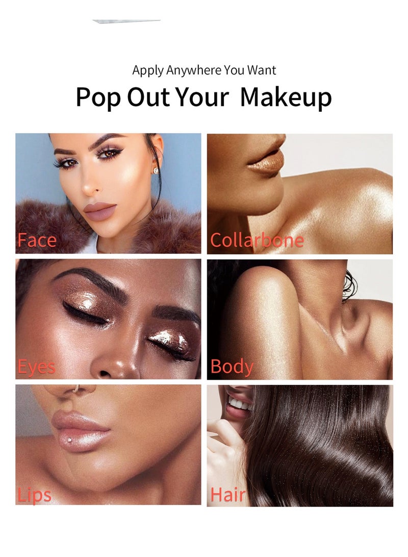 HelloKiss 3PCS Polvo De Hadas Maquillaje, Highlighter Powder Stick Makeup,Body Shine High Gloss Blush Contour Powder Makeup,Sparkle Patting Powder For Hair Face Eyes Body - Image 3
