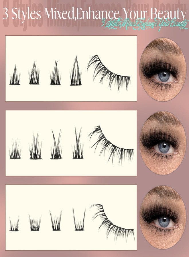 ZANLUFLY Natural Lower Lashes DIY Cluster Eyelash Extension - Wispy Bottom Lash Clusters 5-8MM, 3 Styles - Image 2