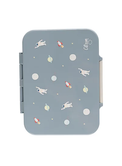 Citron Tritan Lunch Box With 4 Compartments For Kids Includes 1 Sauce Container, Leak Proof And Bpa Free Lunch Box For Kids - Spaceship - Dusty Blue
