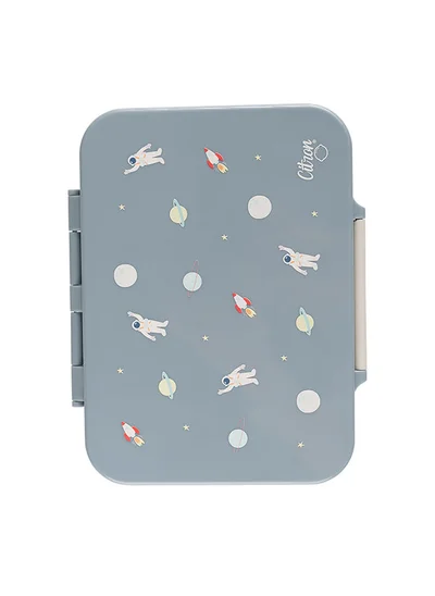 Citron Tritan Lunch Box With 4 Compartments For Kids Includes 1 Sauce Container, Leak Proof And Bpa Free Lunch Box For Kids - Spaceship - Dusty Blue