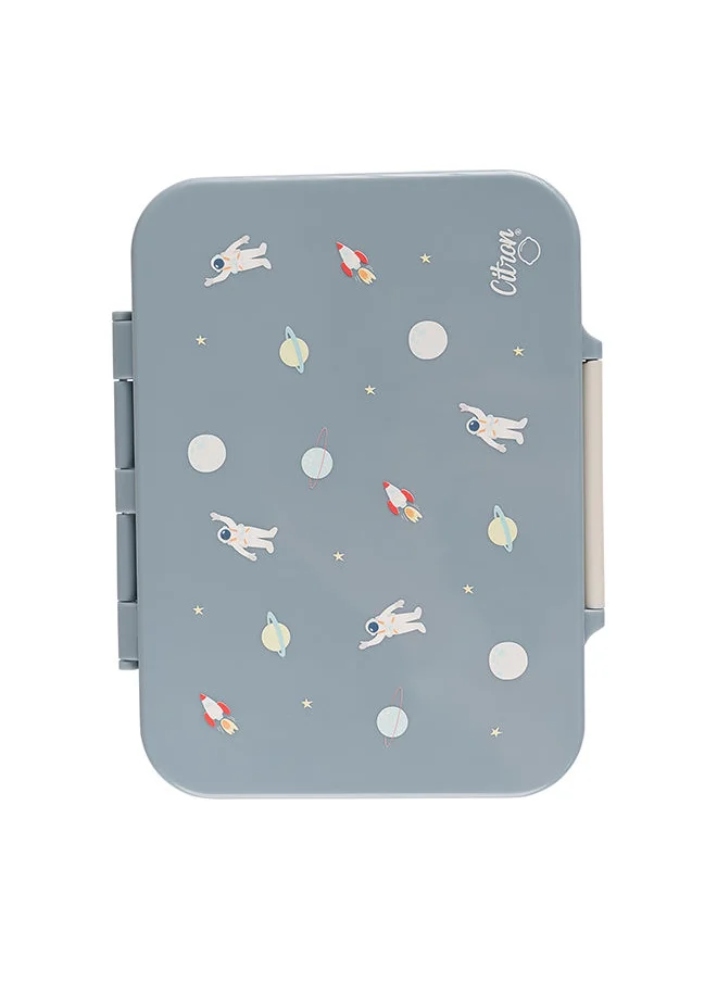 Citron Tritan Lunch Box With 4 Compartments For Kids Includes 1 Sauce Container, Leak Proof And Bpa Free Lunch Box For Kids - Spaceship - Dusty Blue