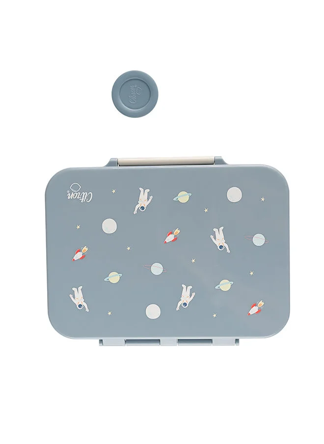 سترون Tritan Lunch Box With 4 Compartments For Kids Includes 1 Sauce Container, Leak Proof And Bpa Free Lunch Box For Kids - Spaceship - Dusty Blue