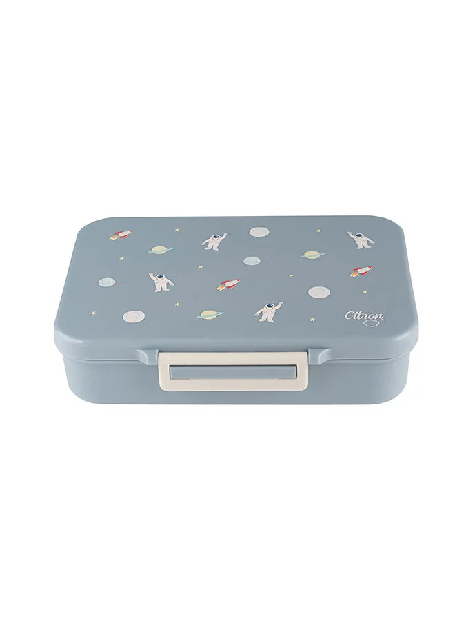 Citron Tritan Lunch Box With 4 Compartments For Kids Includes 1 Sauce Container, Leak Proof And Bpa Free Lunch Box For Kids - Spaceship - Dusty Blue