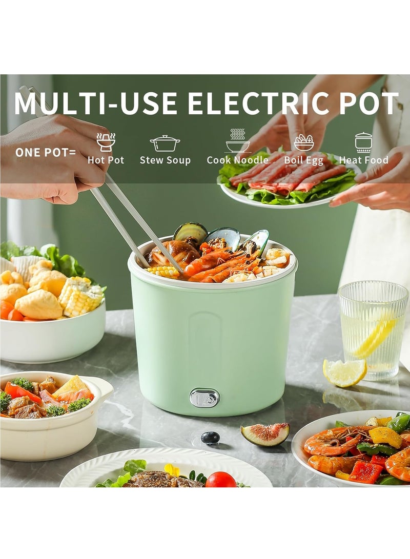 1L Mini Ramen Cooker, 450W Rapid Noodles Cooker, Multifunctional Electric Pot for Cooking Pasta, Egg, Soup, Portable Pot with Over-Heating Protection for Dorm, Office, Travel (Green)  - Image 4