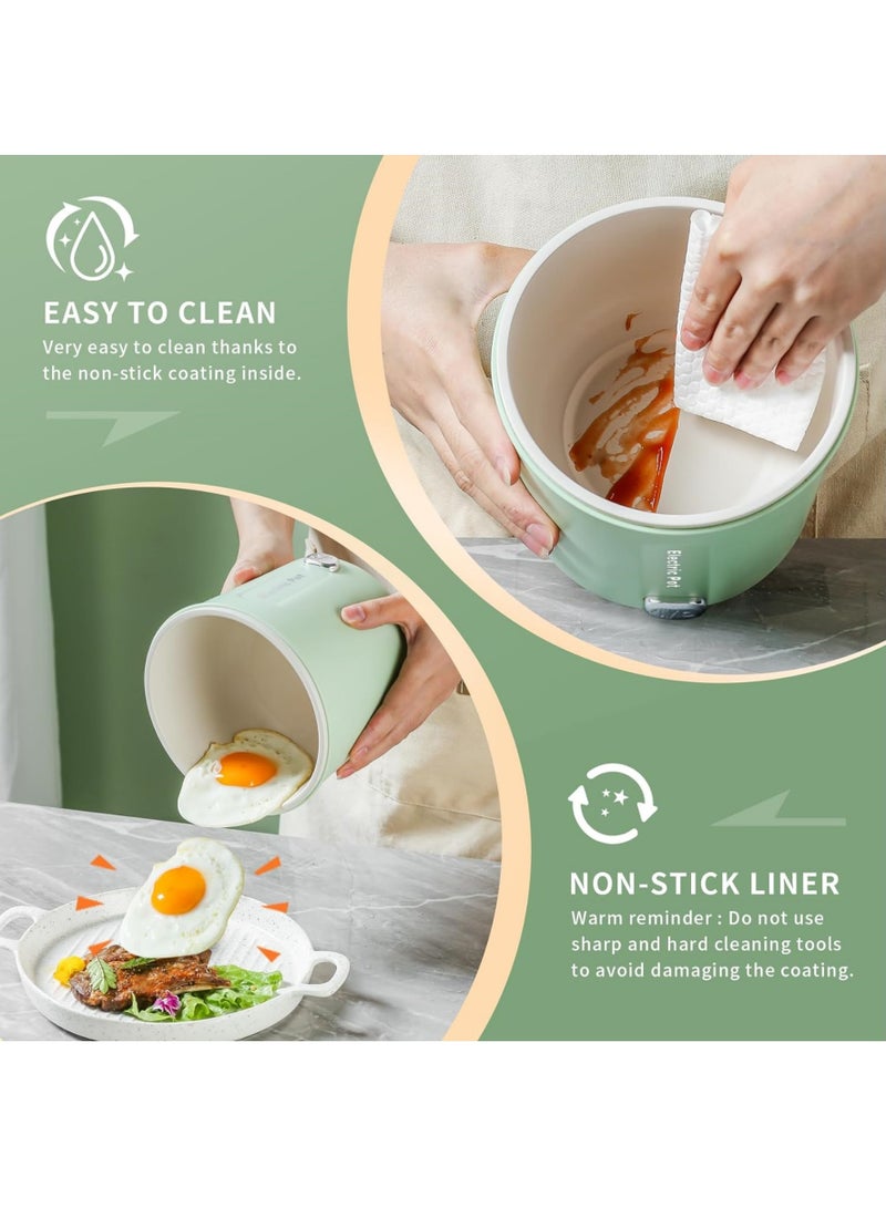 1L Mini Ramen Cooker, 450W Rapid Noodles Cooker, Multifunctional Electric Pot for Cooking Pasta, Egg, Soup, Portable Pot with Over-Heating Protection for Dorm, Office, Travel (Green)  - Image 3