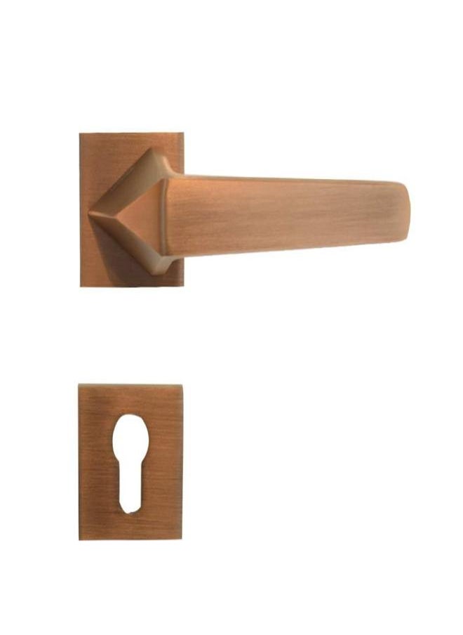 AHRAM Al-Ahram Rosette Cylinder Door Handle Set Sicuro Joya Square – Antique Bronze  - Image 2