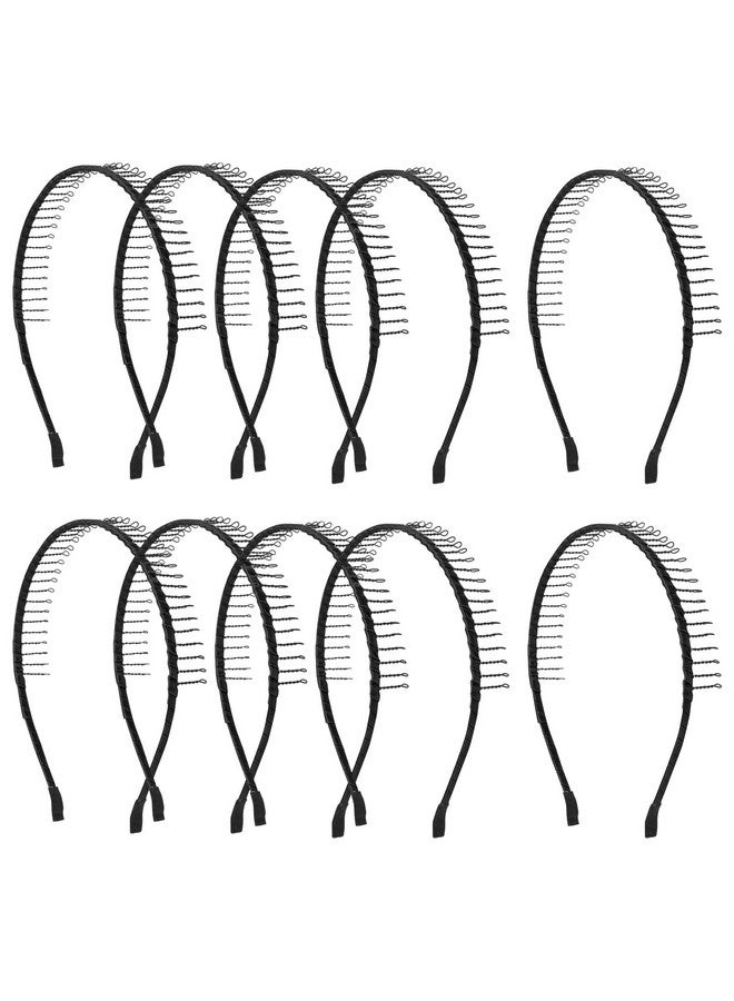 AUEAR , 10 Pack Black Metal Headbands Teeth Comb Hairbands Teeth Hair Hoop Non-Slip Headband For Women Men Hair Accessories - Image 1