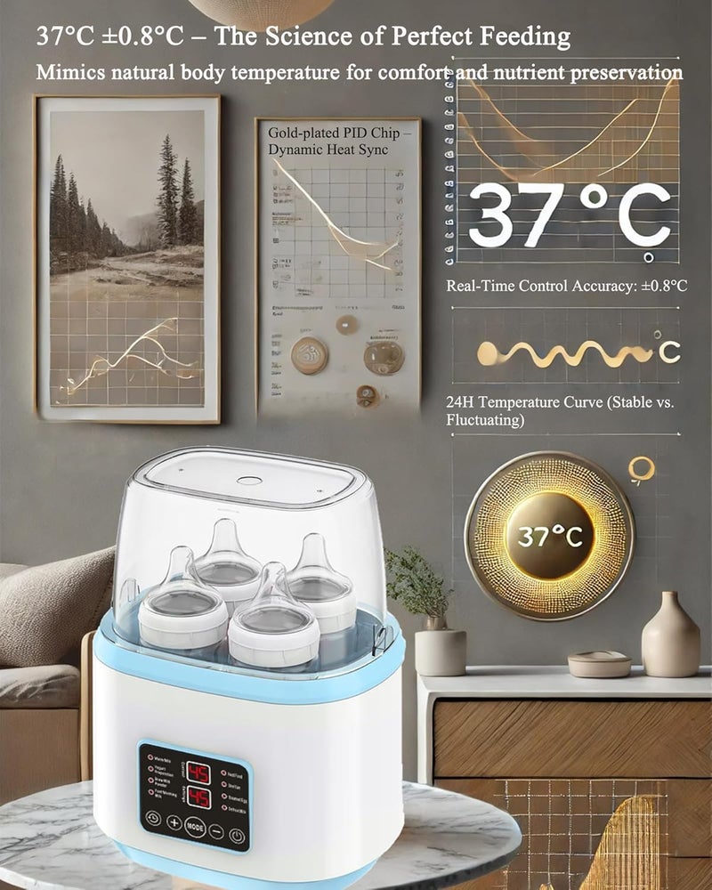 Sterilizer Baby Bottle and Sterilizer 8-in-1 with LCD Touch and Remote, 24H Constant Temperature, Auto Shut-Off, Fast Milk Heating, Steam Sterilization for Breastmilk, Formula, Baby Food - Image 2