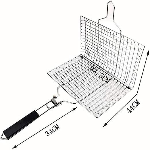 FEELING MALL Grill Basket for Fish Stainless Steel Folding Grilling Basket with Handle Perfect for Grilling Vegetables Fishes Shrimp 1 Pcs - Image 2