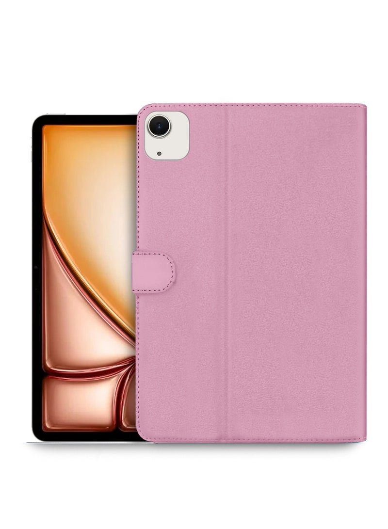 OMAKER Apple iPad Air 2025 (7th Generation) M3 13 inch PU Leather Magnetic Closure Flip Case Cover - Light Pink - Image 1