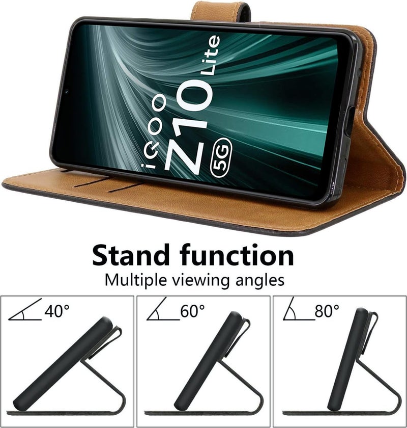 SHINESTAR Ultimate Leather Finish Flip Back Cover for iQOO Z10 Lite 5G / Vivo T4 Lite 5G| Inside TPU & Inbuilt Stand | Wallet Style Back Cover Case | Stylish Button Magnetic Closure - Green - Image 2