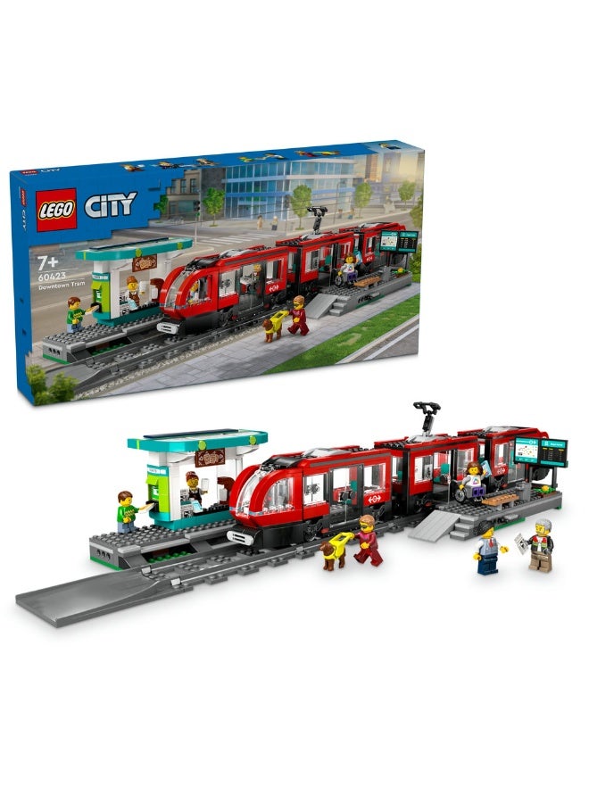 LEGO City Downtown Tram and Station Building Toy Set 60423 (Age 7+, 811 Pieces) - Image 1