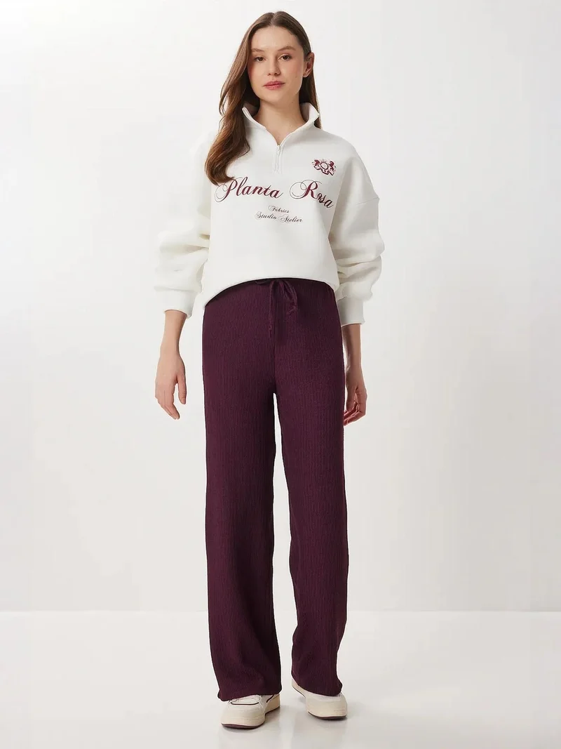 Lovely Istanbul ISTANBUL High Waist Textured Wide Leg Pants